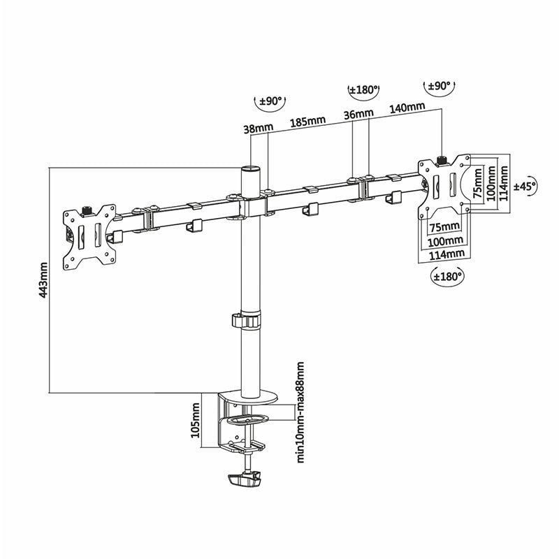 Soporte de Mesa para 2 Monitores Aisens DT32TSR-041/ Giratorio/ Inclinable/ hasta 8kg - Imagen 4