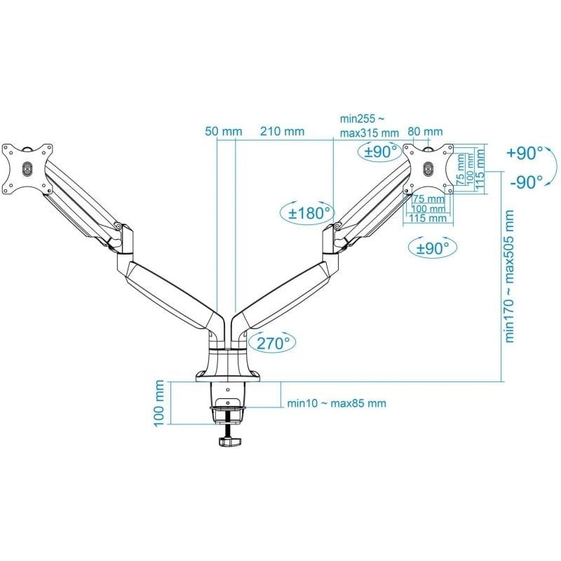 Soporte de Mesa para 2 Monitores TooQ DB3132TNR-S/ Giratorio/ Inclinable/ hasta 9kg - Imagen 4
