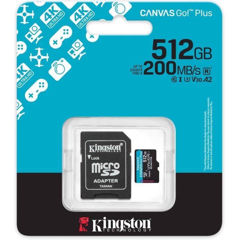 Tarjeta de Memoria Kingston CANVAS Go! Plus 512GB microSD XC con Adaptador/ Clase 10/ 200MBs - Imagen 3