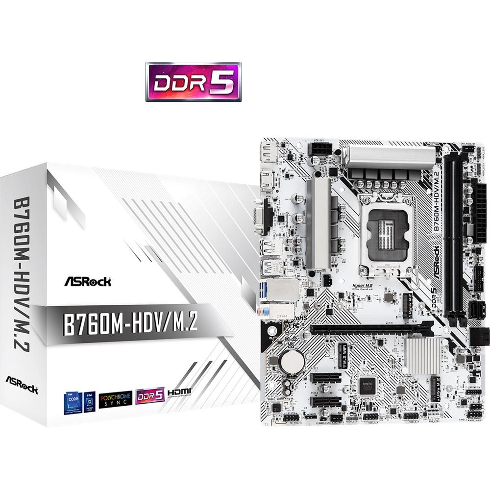 4710483943485 | P/N: 90-MXBMJ0-A0UAYZ | Cod. Artículo: DSP0000028566 Placa base asrock b760m - hdv m.2 1700 matx - 2x ddr5