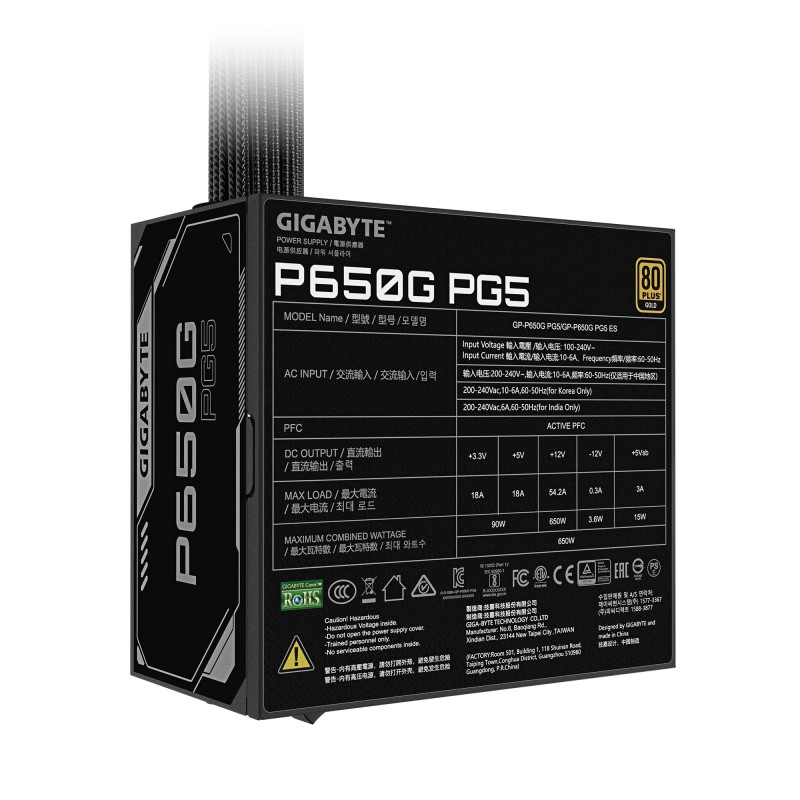 Fuente alimentacion gigabyte gp - p650g pg5 gaming atx 650w - Imagen 5