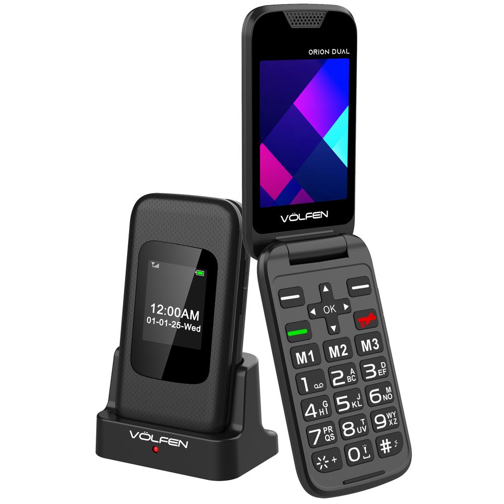 805273064944 | P/N: | Cod. Artículo: MGS0000030067 Telefono movil volfen orion dual max tipo concha negro base de carga