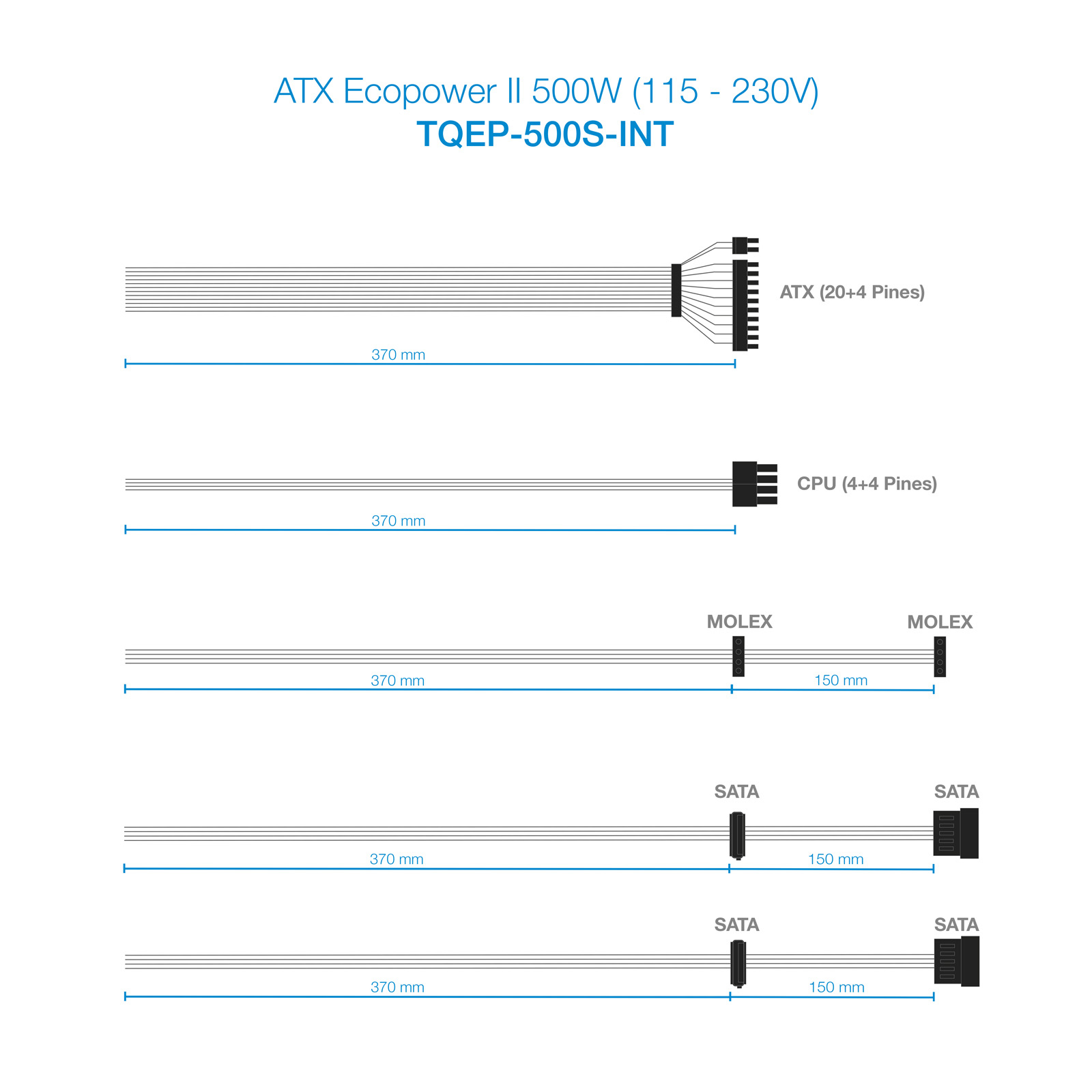 Fuente alimentacion tooq ep - ii tqep - 500s - int atx 500w - Imagen 7
