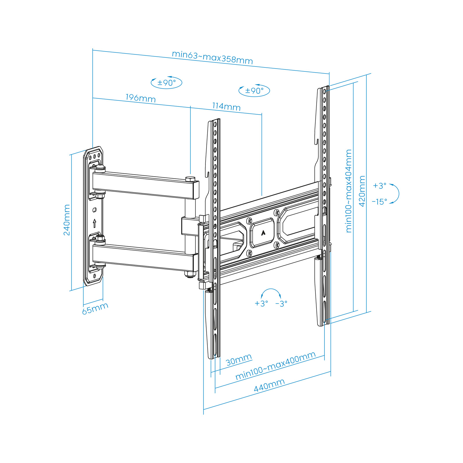 Soporte de pared tooq para pantallas 32 pulgadas - 55 pulgadas - Imagen 6