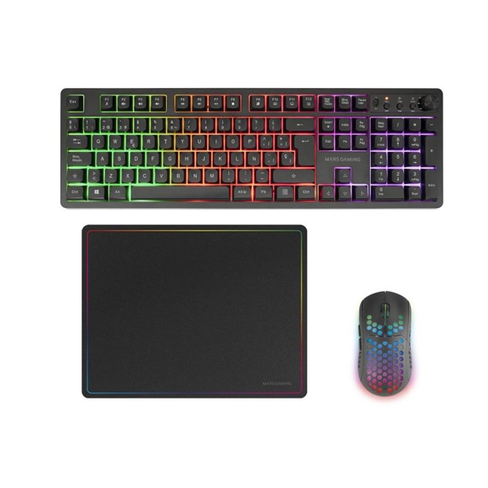8435693111115 | P/N: MCPWXES | Cod. Artículo: DSP0000037637 Teclado + raton mars gaming mcpwxes inalambrico negro + alfombrilla