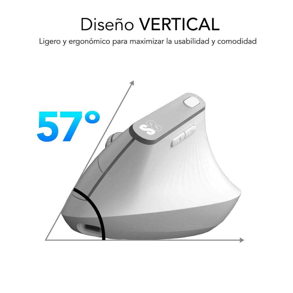 Raton inalambrico subblim vertical ergo dual mouse battery blanco - Imagen 4