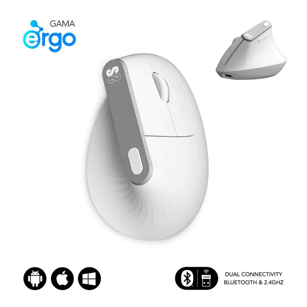 8436586743086 | P/N: SUBMO-EDNVW02 | Cod. Artículo: DSP0000032897 Raton inalambrico subblim vertical ergo dual mouse battery blanco