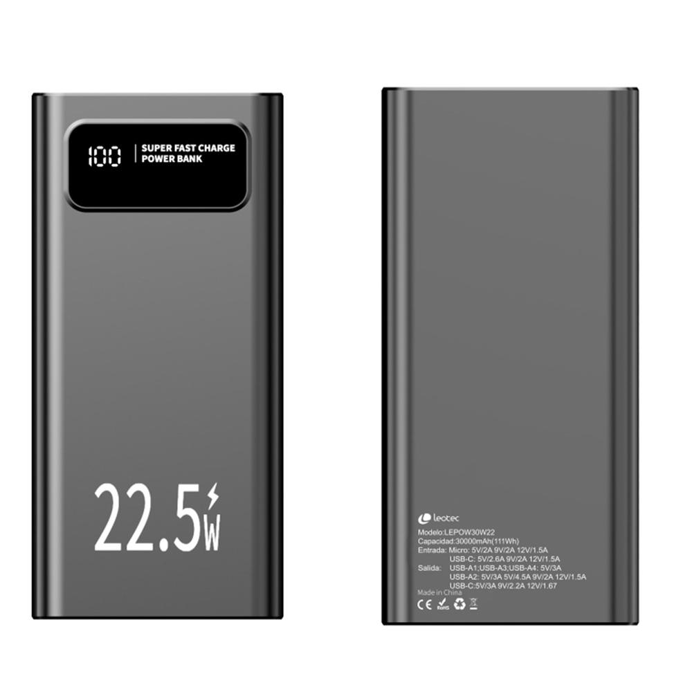 8436588883339 | P/N: LEPOW30W22K | Cod. Artículo: DSP0000033915 Powerbank leotec 30000mah negro