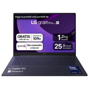 8806096825204 | P/N: 16Z90TS-G.AU99BN | Cod. Artículo: MGS0000035143 Portatil lg gram pro 16z90ts - g u9 - 288v -  32gb -  ssd 1tb -  16 pulgadas -  w11h