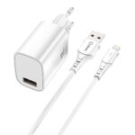 9504235745855 | P/N: QCHART1 | Cod. Artículo: MGS0000017723 Kit cargador qcharx artemisia 3a 18w + cable usb lightning  blanco