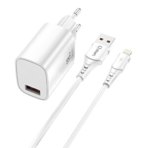 9504235745855 | P/N: QCHART1 | Cod. Artículo: MGS0000017723 Kit cargador qcharx artemisia 3a 18w + cable usb lightning  blanco