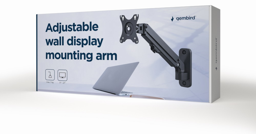 AJUSTABLE WALL DISPLAY MOUNTING ARM UP TO 27" 7 KG GEMBIRD 8716309106887 MA-WA1-01