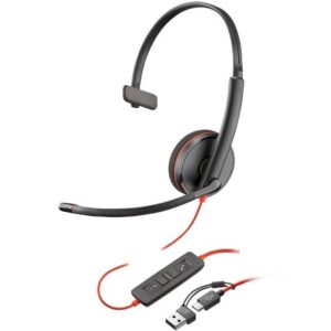 Auricular Poly Blackwire 3210 + Adaptador USB-C/A/ con Micrófono/ USB Tipo-C/ Negro 197498428970 8X214AA HP-POL 8X214AA