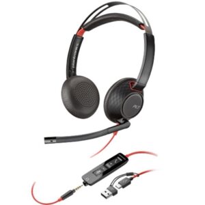 Auriculares Poly Blackwire 5220 + Adaptador USB-C/A/ con Micrófono/ Jack 3.5mm/ Negro 197498429441 8X231AA HP-POL 8X231AA