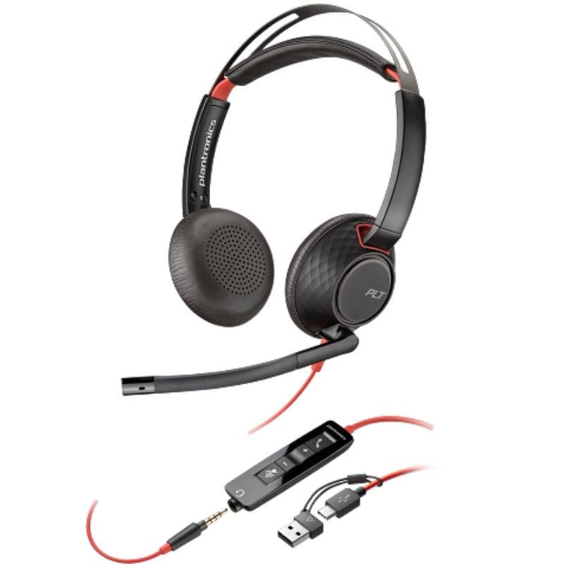 Auriculares Poly Blackwire 5220 + Adaptador USB-C/A/ con Micrófono/ Jack 3.5mm/ Negro 197498429441 8X231AA HP-POL 8X231AA