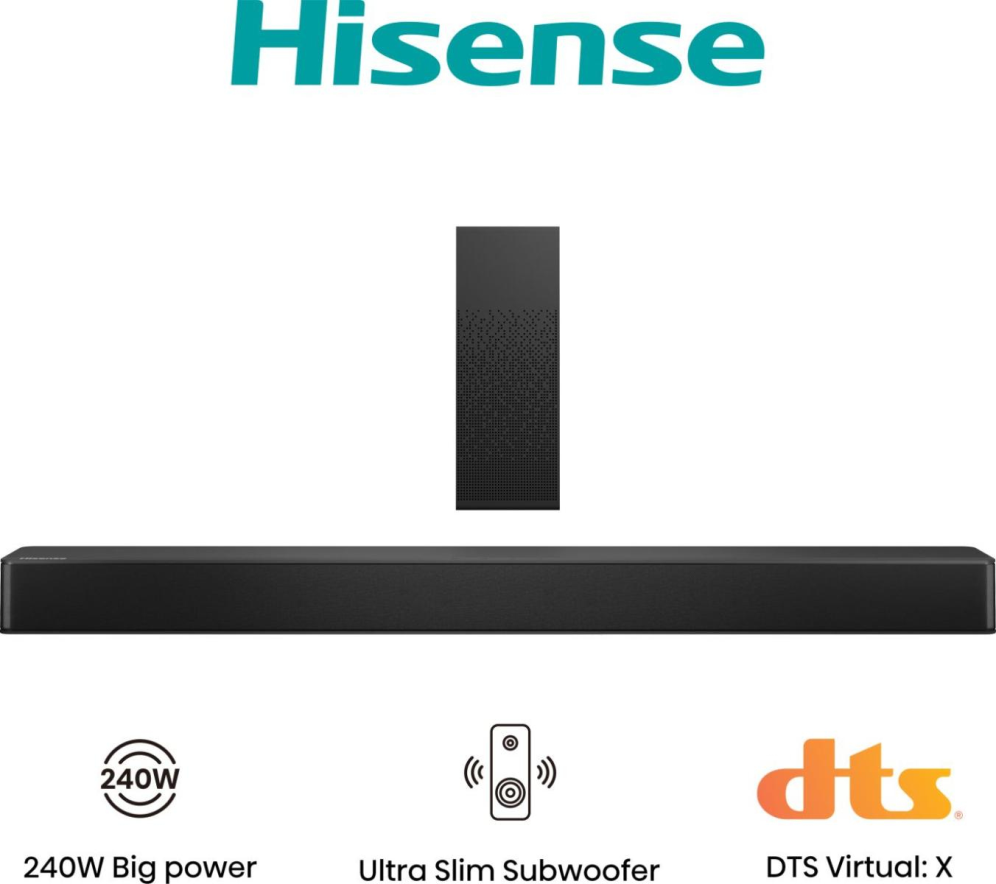 BARRA SONIDO HISENSE HS2100 2.1 240W BT 6942147497937 HS2100