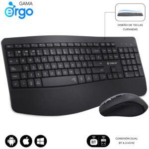 COMBO TECLADO RATON SUBBLIM PROWAVE ERGO INALAMBRICO NEGRO 8436586743444 SUBKBC-DCOPW2