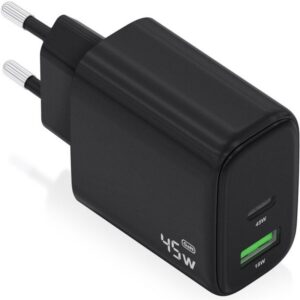 Cargador de Pared GaN Aisens A110-0972/ 1xUSB Tipo-C/ 1xUSB/ 45W/ Negro 8435739903926 A110-0972 AIS-CARGA A110-0972