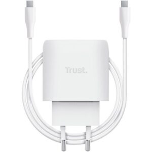 Cargador de Pared GaN Trust Maxo 45W/ 1xUSB Tipo-C/ Incluye Cable USB Tipo-C/ 45W 8713439255225 25522 TRU-CARGA MAXO 45W WH C