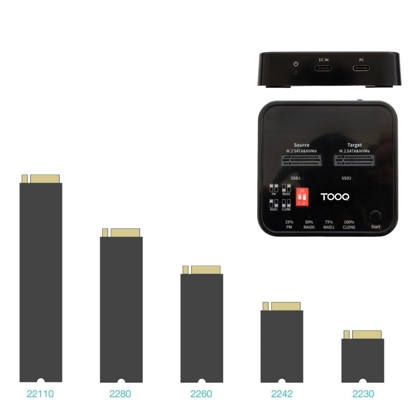 Docking Station para SSD M2 SATA/NVMe TooQ TQDS-201B - Imagen 3