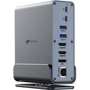 Docking USB Tipo-C Leotec LEDS06/ 5xUSB/ 2xUSB Tipo-C/ 1xUSB Tipo-C PD/ 1xDisplayPort/ 2xHDMI 4K/ 1xRJ45/ 1xJack 3.5/ 1xLector de Tarjetas/ Gris 8436588883599 LEDS06 LEO-DOCK LEDS06