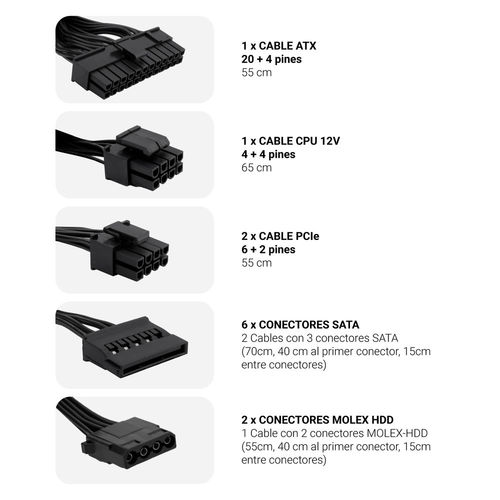 FUENTE ALIMENTACION 750W COOLBOX COOLPOWER PFC-ACTIVO 6SATA 12CM ATX - Imagen 2