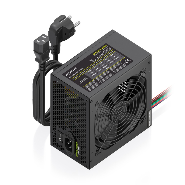 FUENTE ALIMENTACION AISENS ATX 500W CABLE ALIMENTACION OEM NEGRA 8435739905166 ASPC-500ATX-PSEBK