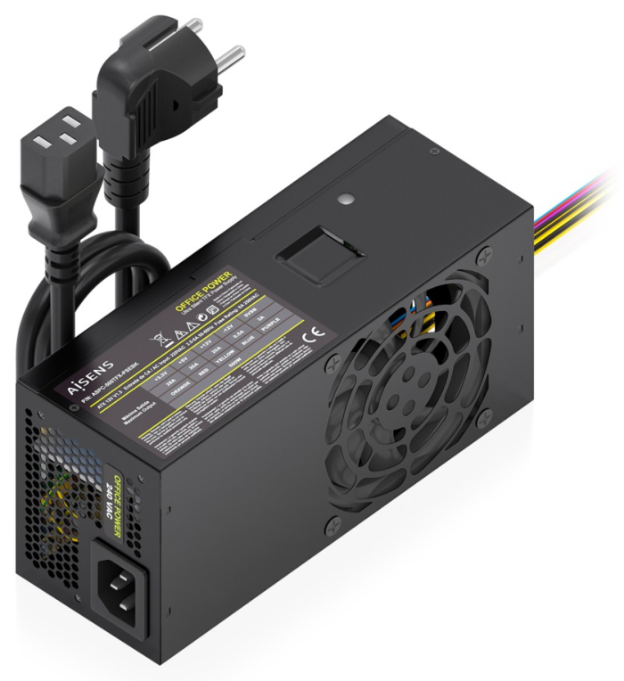 FUENTE ALIMENTACION AISENS TFX 500W CABLE ALIMENTACION OEM NEGRA 8435739905180 ASPC-500TFX-PSEBK