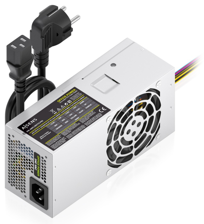 FUENTE ALIMENTACION AISENS TFX 500W CABLE ALIMENTACION OEM PLATA 8435739905128 ASPC-500TFX-PSE