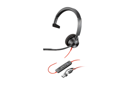 HP Poly Auriculares monoaurales Poly Blackwire 3310 con certificación Microsoft Teams USB-C + Adaptador USB-C/A 197498429014 | P/N: 8X216AA | Ref. Artículo: 1412325