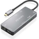 HUB AISENS USB-C DOCK 9 EN 1 USB-C 2XHDMI RJ45 2XUSB-A 3.0 USB-A 2.0 PD 8435739901724 ASUC-9P018-GR