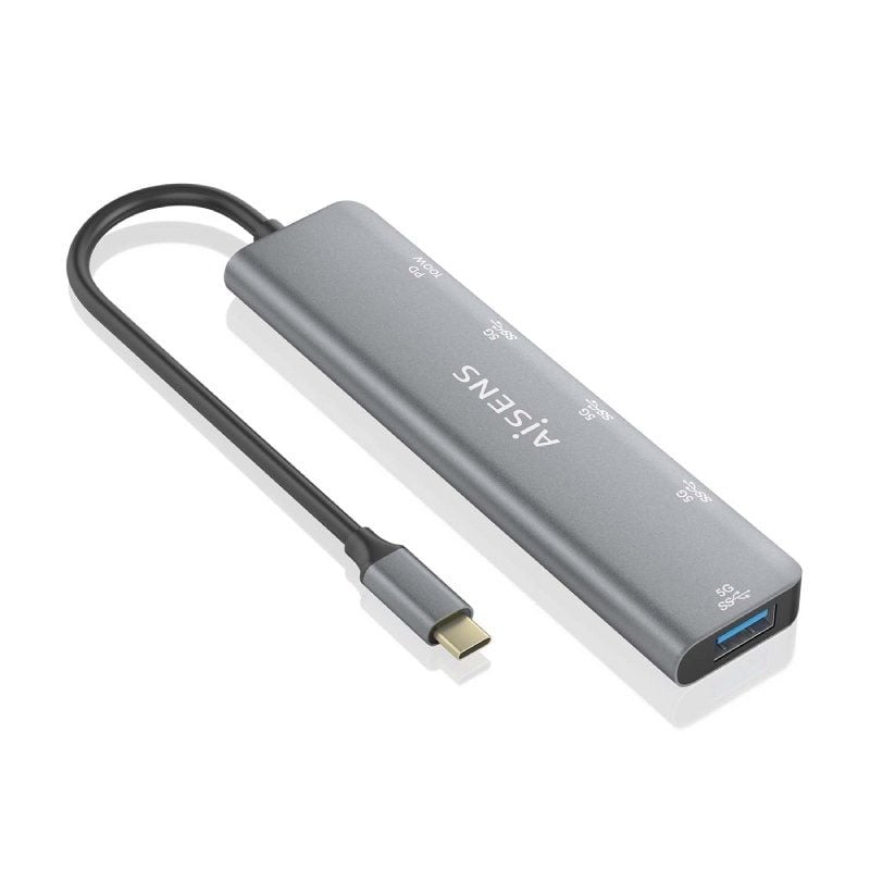 Hub USB Tipo-C Aisens A109-0857/ 3xUSB/ 1xUSB Tipo-C/ 1xUSB Tipo-C PD/ Gris - Imagen 2