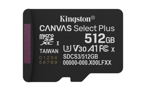 Kingston Technology 512GB microSDXC Canvas Select Plus Gen3 150MB/s A1 (Incluye adaptador de SD) - Imagen 3