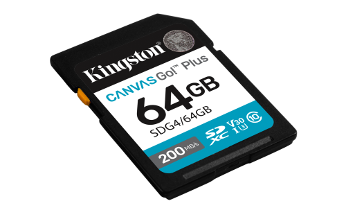 Kingston Technology 64GB SDXC Canvas Go Plus Gen4 200MB/s C10 UHS-I U3 V30 - Imagen 2