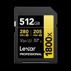 Lexar Professional 1800x 512 GB SDXC UHS-II Clase 10 0843367127863 | P/N: LSD1800512G-BNNNG | Ref. Artículo: 1397893
