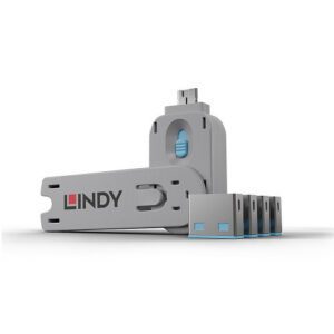 Lindy 40452 bloqueador de puerto Bloqueador de puerto + clave USB tipo A Azul Acrilonitrilo butadieno estireno (ABS) 5 pieza(s) 4002888404525 | P/N: 40452 | Ref. Artículo: 1408059