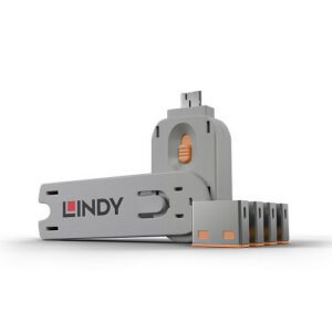 Lindy 40453 bloqueador de puerto Bloqueador de puerto + clave USB tipo A Naranja Acrilonitrilo butadieno estireno (ABS) 5 pieza(s) 4002888404532 | P/N: 40453 | Ref. Artículo: 1408060