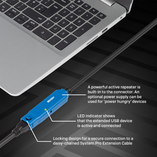 Lindy 43361 cable USB USB 3.2 Gen 1 (3.1 Gen 1) 20 m USB A Negro - Imagen 5