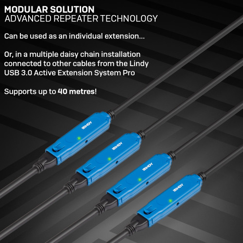 Lindy 43361 cable USB USB 3.2 Gen 1 (3.1 Gen 1) 20 m USB A Negro - Imagen 6