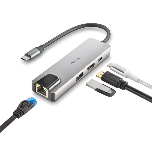 NGS NGS-HUB-0140 hub de interfaz USB 2.0 Type-C 5000 Mbit/s Aluminio, Negro - Imagen 4