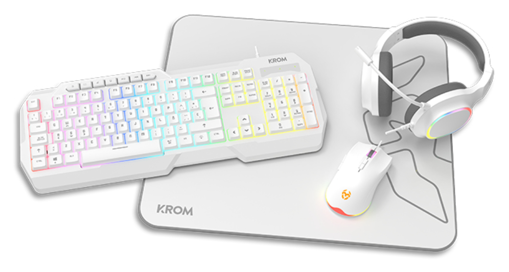 PACK KROM 4 EN 1 RGB KENYA GAMING COMBO BLANCO 8436587976384 NXKROMKENTASPWH