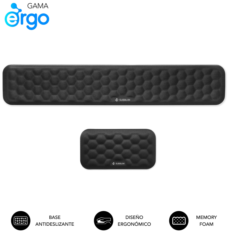 PACK SUBBLIM ERGO AIRPADDING - REPOSAMUÑECAS TECLADO Y RATON NEGRO 8436586743185 SUBMP-04E010