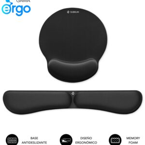 PACK SUBBLIM ERGO MEMORYFLEX -REPOSAMUÑECAS TECLADO Y RATON NEGRO 8436586743215 SUBMP-04E020