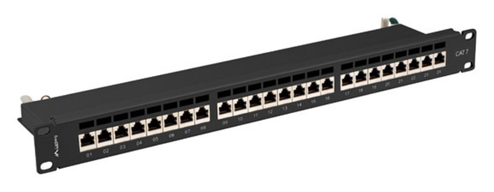 PATCH PANEL LANBERG 24 PUERTOS 1U 19? CAT.7 FTP NEGRO 5901969428346 PPS7-1024-B