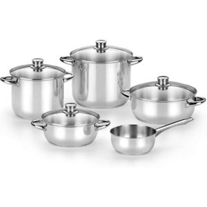 Pack Batería de Cocina Monix Optima2 M450001/ Cazo Ø16cm/ Ollas Ø20 - 24cm/ Cacerolas Ø20 - 24cm/ Acero Inoxidable/ Apta para Inducción 8435092428821 M450001 MON-PAE-BAT OPTIMA2 5U