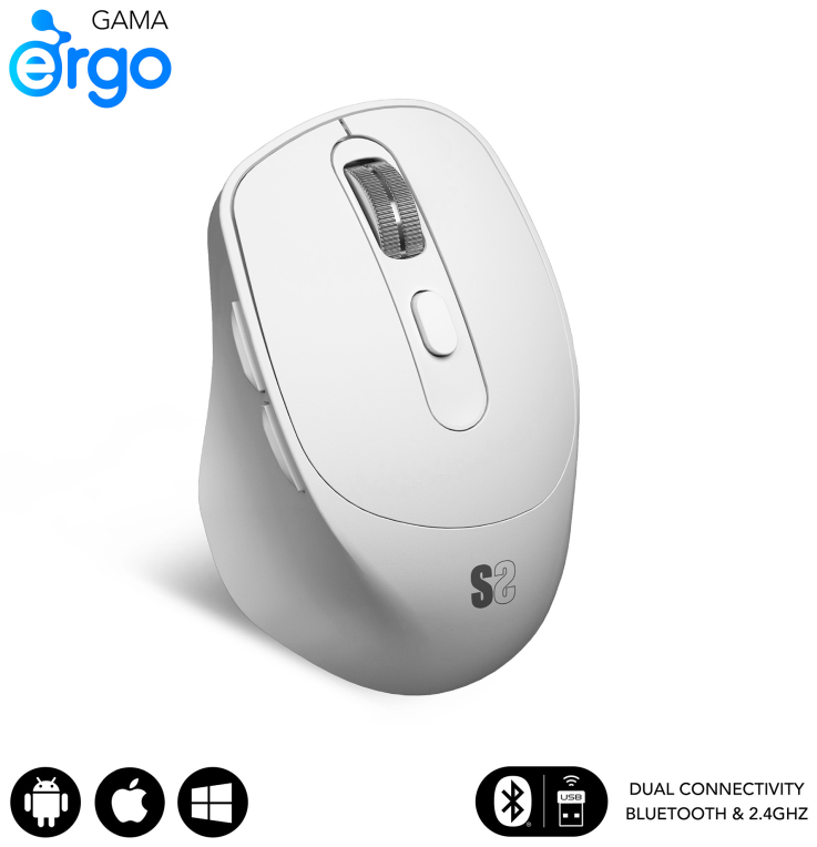 RATON SUBBLIM ERGO DUAL BLANCO BLUETOOTH BATERIA RECARGABLE 8436586743024 SUBMO-EDCON02