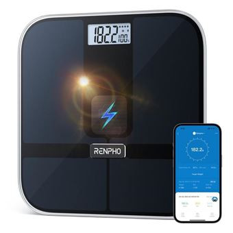 RENPHO ELIS SOLAR 2 - SMART BODY SCALE - ITO - BLE - 11X11X0.9 INCH - BLACK 4897122205996 | P/N: PEU-R-A020-BK | Ref. Artículo: 1400903