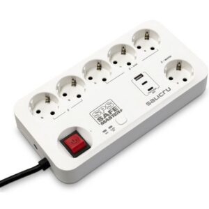 Regleta con interruptor Salicru SAFE MASTER+/ 5 Tomas de corriente/ 1 Master/ 2 USB Tipo-C/ 1 USB/ Cable 1.4m/ Blanca 8436584875635 680DA000004 SLC-SPS SAFE MASTER PL