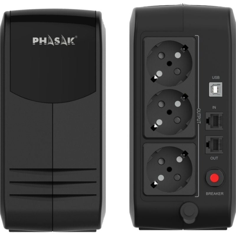 SAI Línea Interactiva Phasak Smart Lite 750 VA/ 750VA-450W/ 3 Salidas/ Formato Torre - Imagen 3
