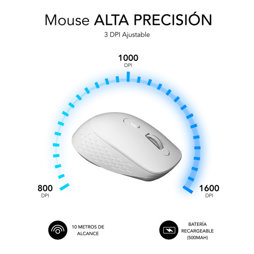 SUBBLIM Ratón CURVE ERGO DUAL MOUSE BATTERY WHITE - Imagen 4
